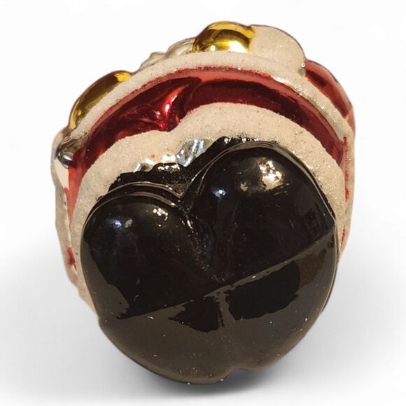 Vintage Blown Glass Santa Ornament Christmas 5.5 Tall, Hand Painted, Blue Cane - Picture 8 of 8